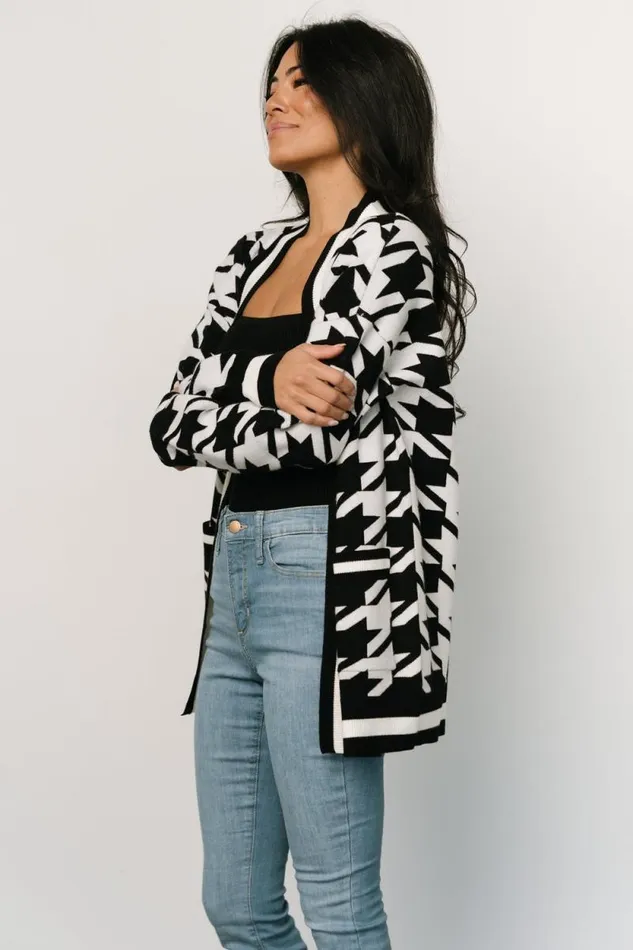Women Leroy Houndstooth Cardigan Black White Baltic Born Cardigans