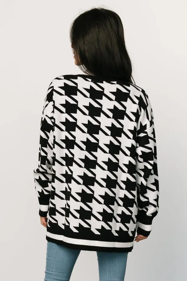 Women Leroy Houndstooth Cardigan Black White Baltic Born Cardigans