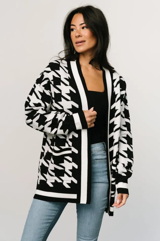 Women Leroy Houndstooth Cardigan Black White Baltic Born Cardigans