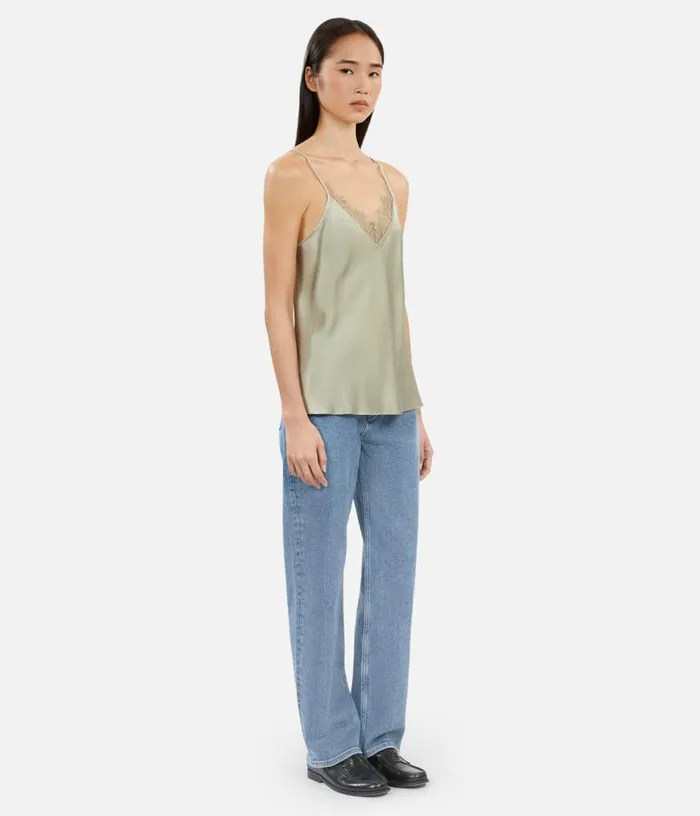 Women Light Green Camisole With Lace THE KOOPLES Blouses and Shirts