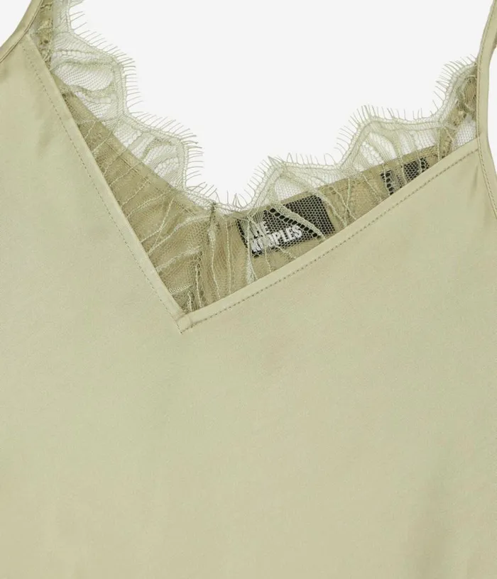 Women Light Green Camisole With Lace THE KOOPLES Blouses and Shirts