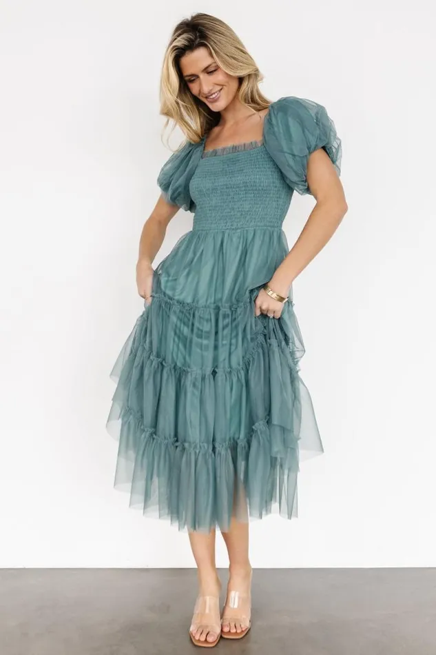 Women Liv Tulle Midi Dress Eucalyptus Baltic Born Tulle Styles