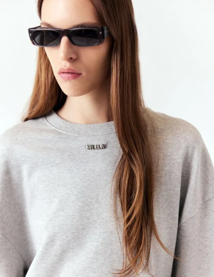 Women Logo Charm Sweatshirt Grey Melange Stella McCartney Sweatshirts And TShirts