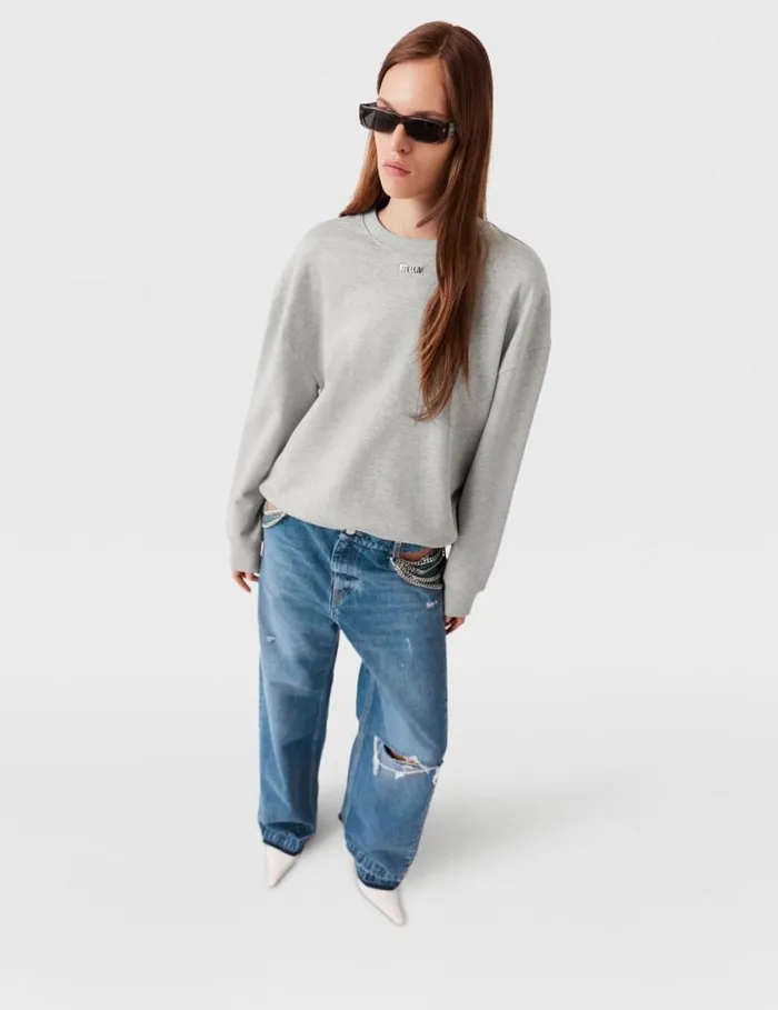 Women Logo Charm Sweatshirt Grey Melange Stella McCartney Sweatshirts And TShirts