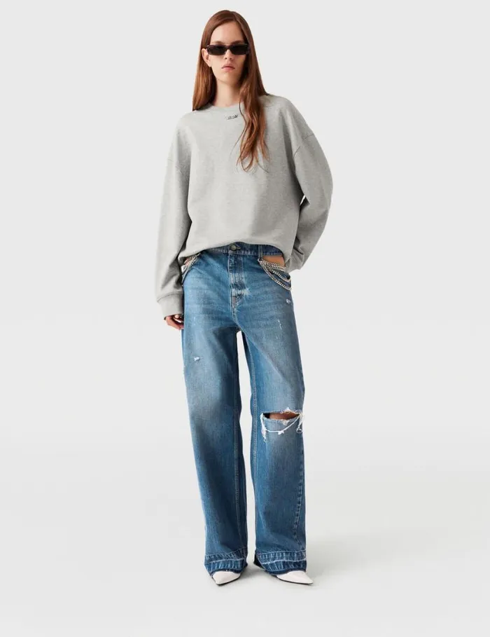Women Logo Charm Sweatshirt Grey Melange Stella McCartney Sweatshirts And TShirts