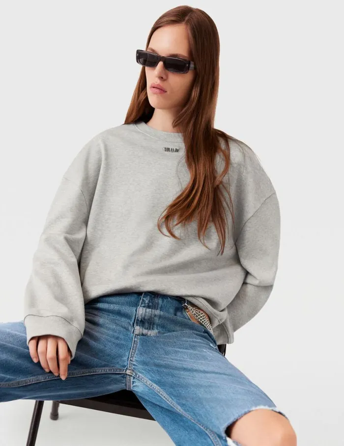 Women Logo Charm Sweatshirt Grey Melange Stella McCartney Sweatshirts And TShirts