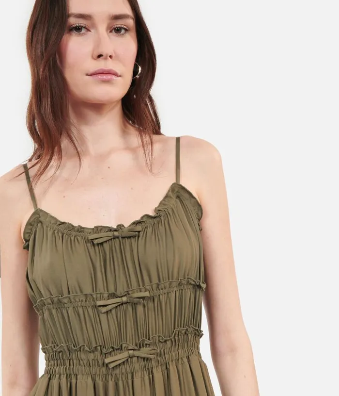 Women Long Kaki Dress With Bows THE KOOPLES Dresses and Jumpsuits