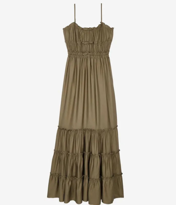 Women Long Kaki Dress With Bows THE KOOPLES Dresses and Jumpsuits