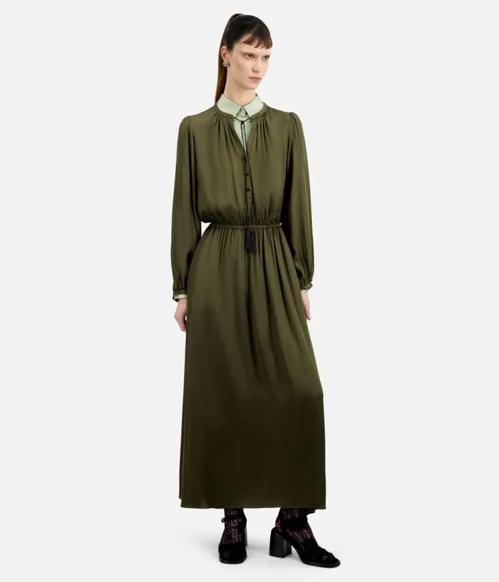 Women Long Khaki Dress With Lacing THE KOOPLES Dresses and Jumpsuits