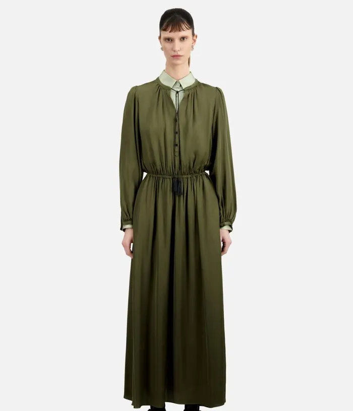 Women Long Khaki Dress With Lacing THE KOOPLES Dresses and Jumpsuits