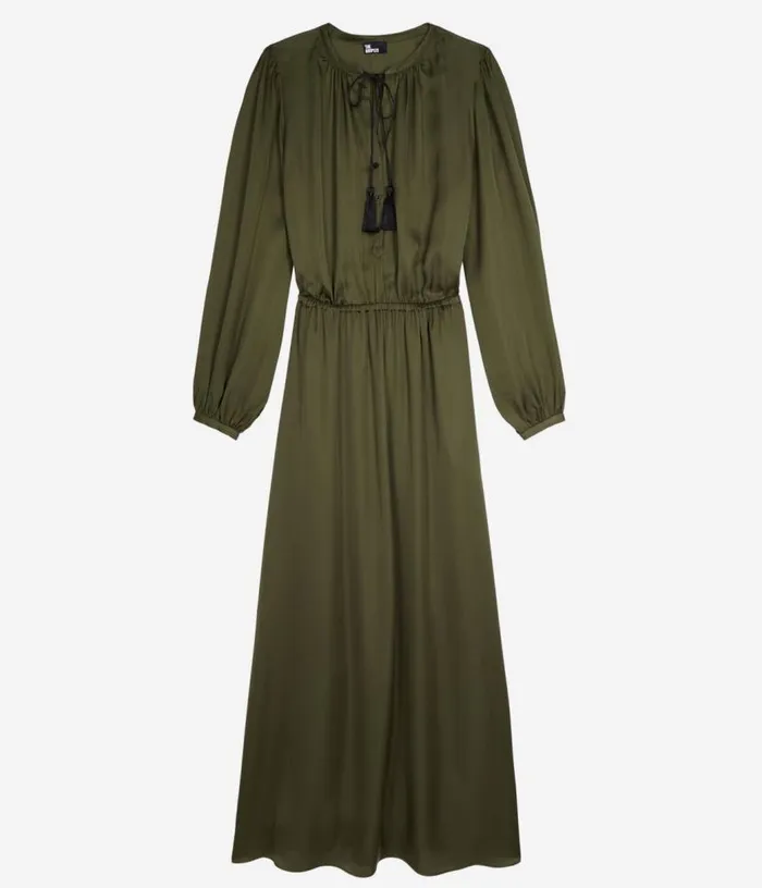 Women Long Khaki Dress With Lacing THE KOOPLES Dresses and Jumpsuits