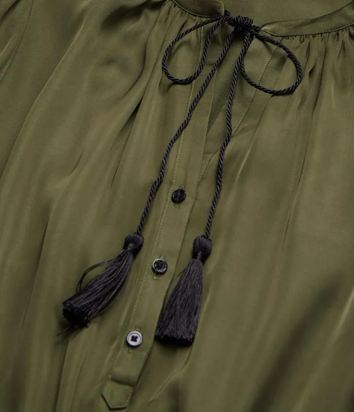 Women Long Khaki Dress With Lacing THE KOOPLES Dresses and Jumpsuits