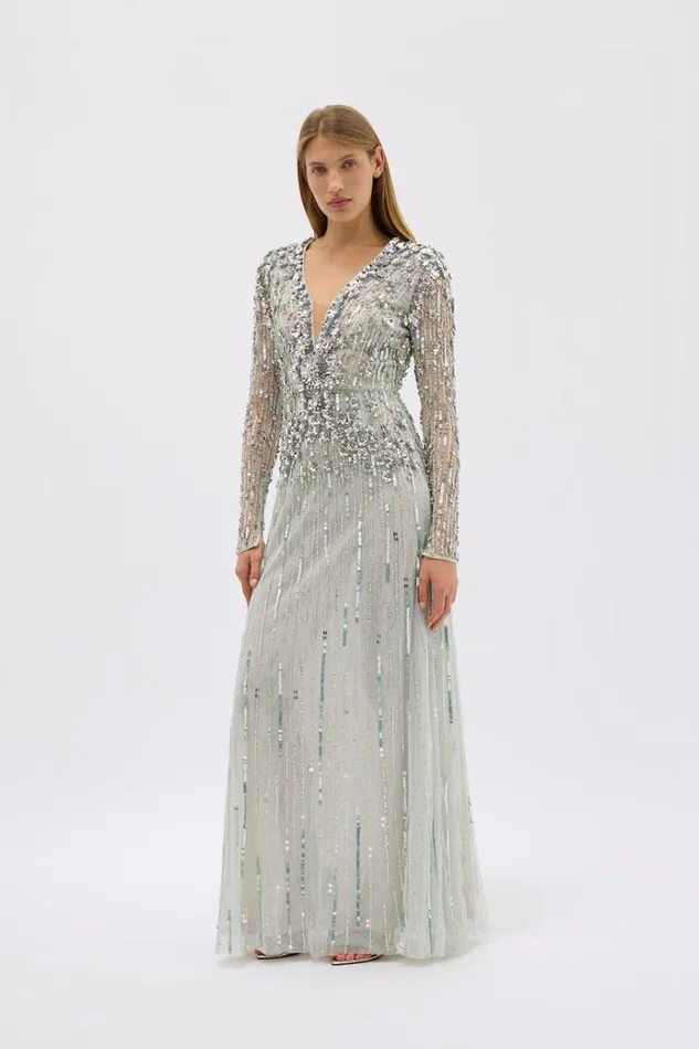 Women Long Sleeve Dresses Rachel Gilbert ROSA GOWN Women Long Sleeve Dresses Rachel Gilbert ROSA GOWN