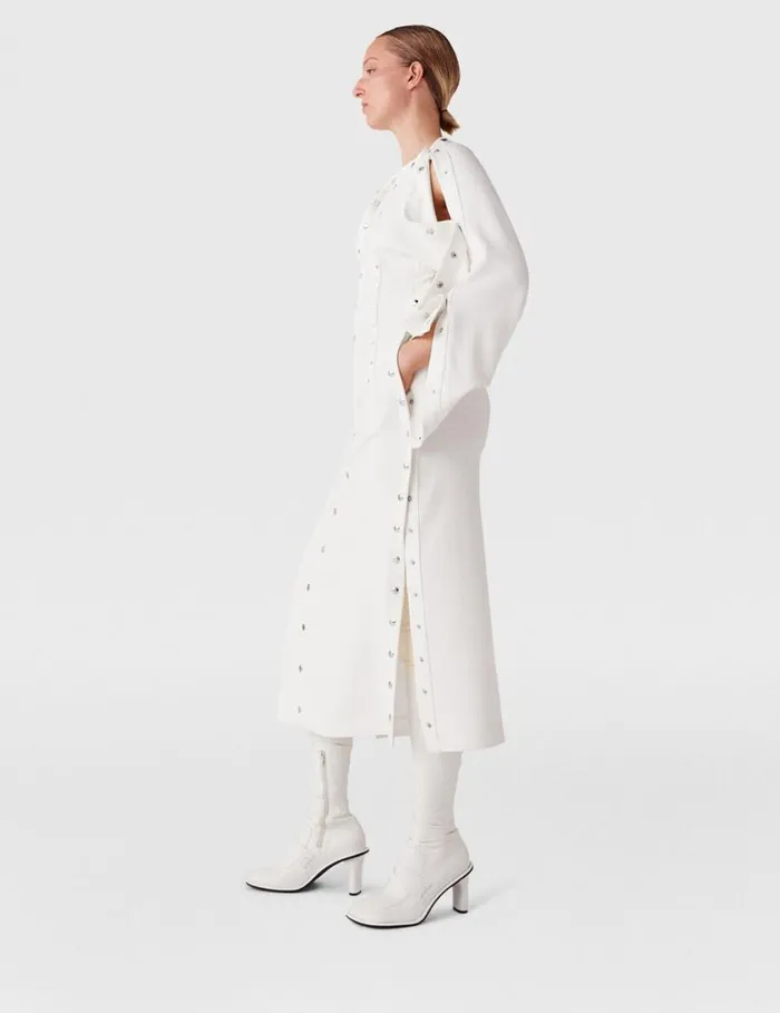 Women LongSleeve Studded Midi Dress Pure White Stella McCartney Dresses