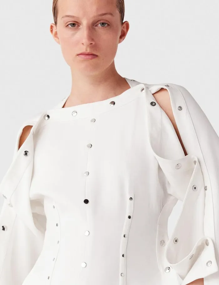 Women LongSleeve Studded Midi Dress Pure White Stella McCartney Dresses