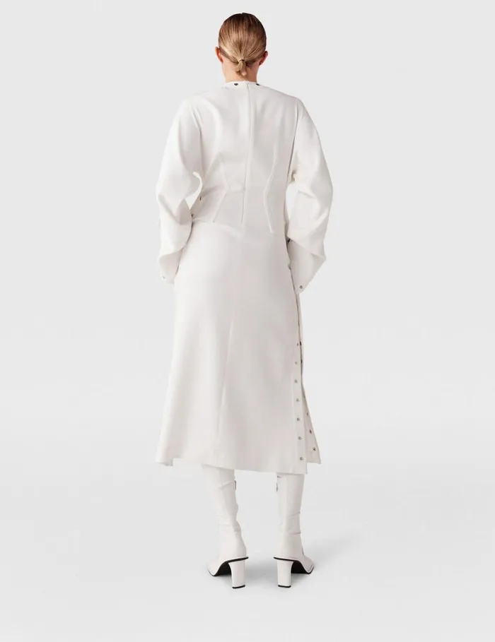 Women LongSleeve Studded Midi Dress Pure White Stella McCartney Dresses