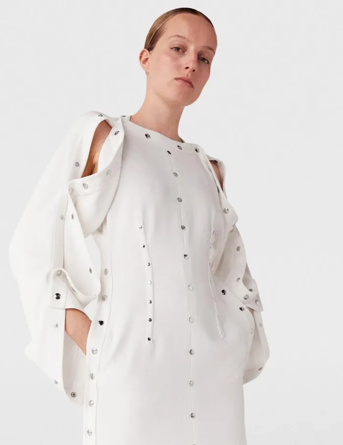 Women LongSleeve Studded Midi Dress Pure White Stella McCartney Dresses
