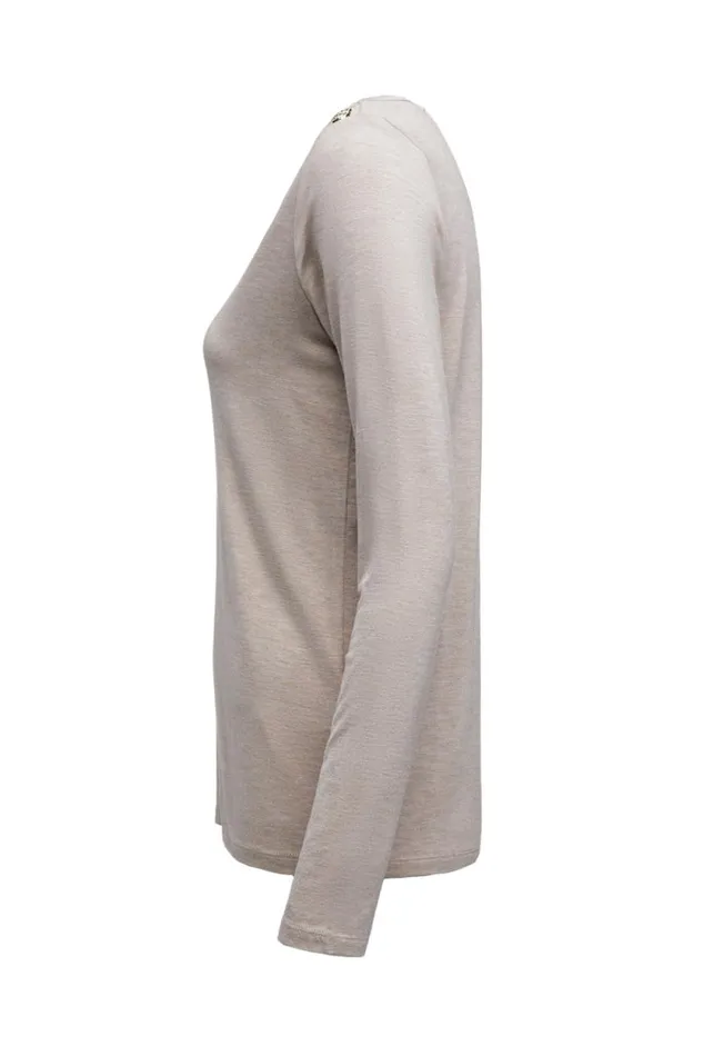 Women Long Sleeve VNeck Tee Oatmeal Holland Cooper Tops