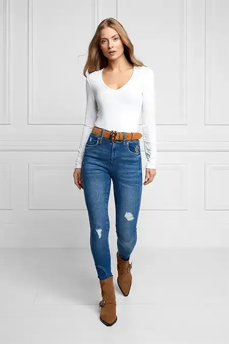 Women Long Sleeve VNeck Tee White Holland Cooper Tops Women Long Sleeve VNeck Tee White Holland Cooper Tops