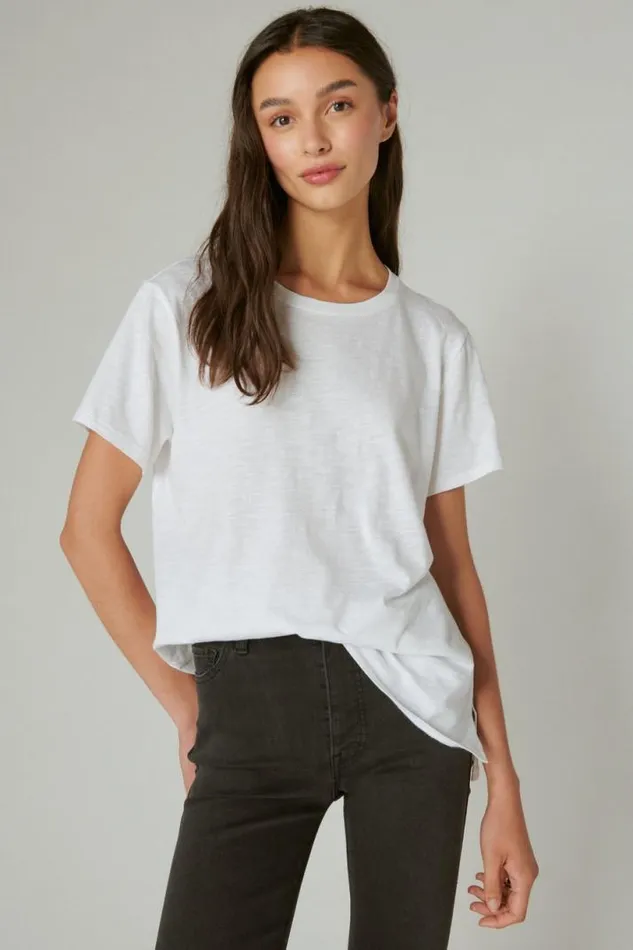 Women Lucky Brand All Tops Classic Crew Bright White