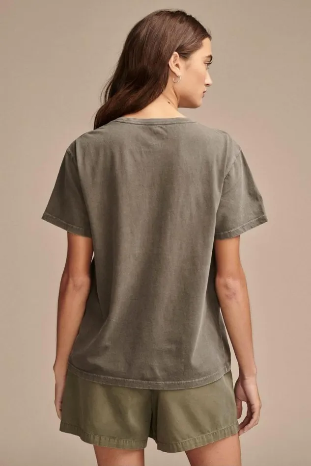 Women Lucky Brand Graphic Tees Acdc Embellished Boyfriend Tee Pavement