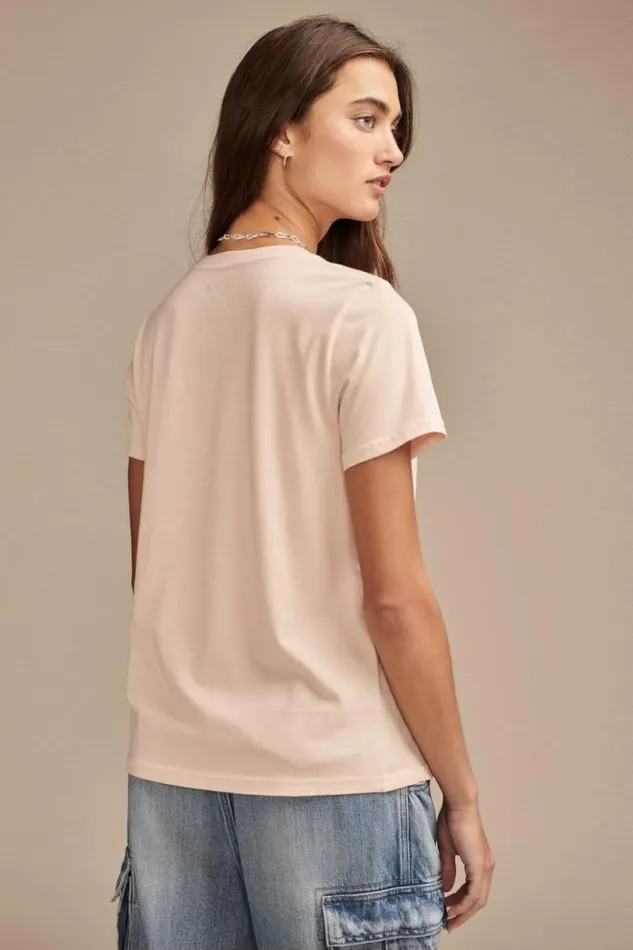 Women Lucky Brand Graphic Tees Ford Mustang Classic Crew Sepia Rose