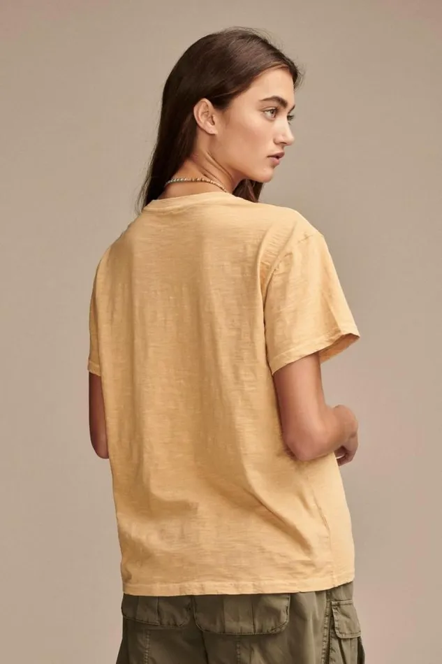 Women Lucky Brand Graphic Tees Strength Lion Boyfriend Tee Rose Spritz