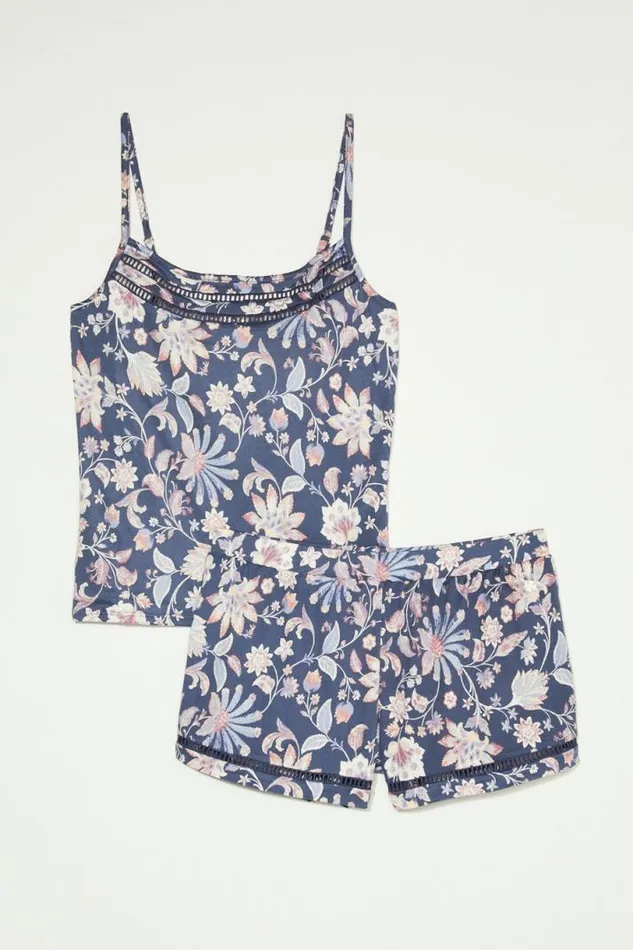 Women Lucky Brand Intimates and Sleepwear Crochet Inset Cami Dark Blue