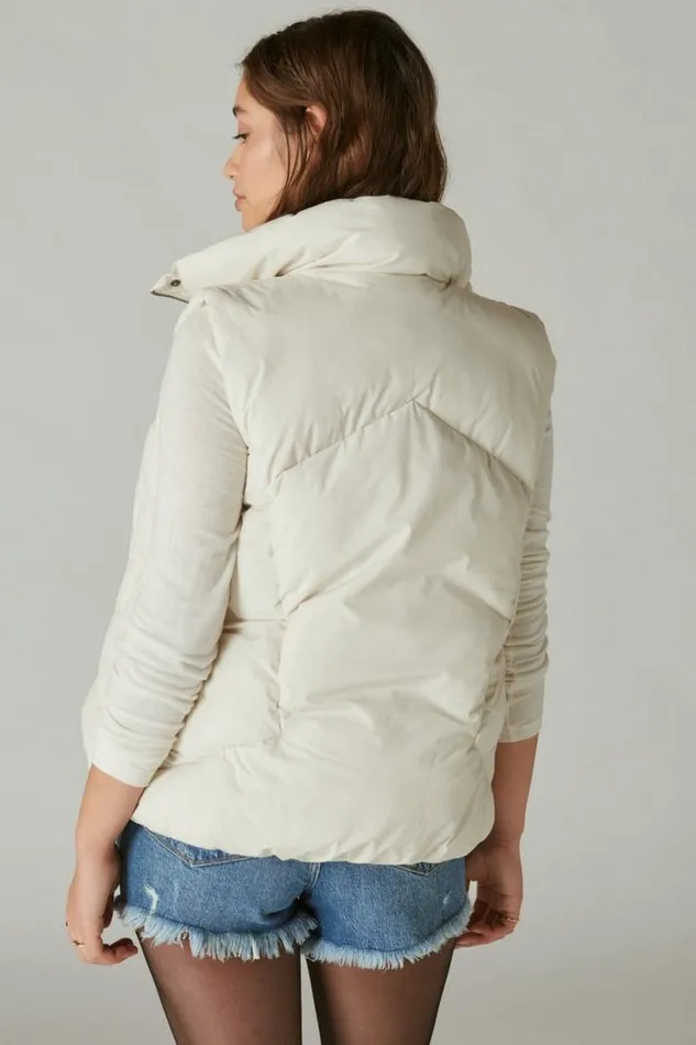 Women Lucky Brand Jackets and Outerwear Puffer Vest Cream Women Lucky Brand Jackets and Outerwear Puffer Vest Cream