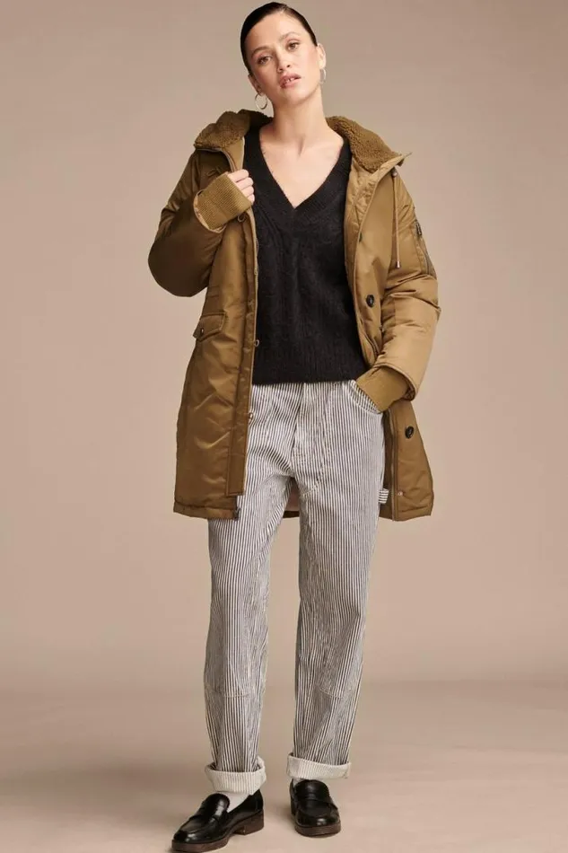 Women Lucky Brand Jackets and Outerwear Utility Parka Jacket Light Olive
