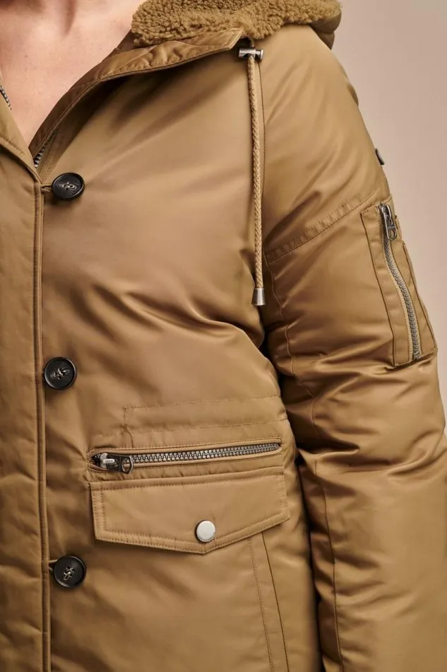 Women Lucky Brand Jackets and Outerwear Utility Parka Jacket Light Olive