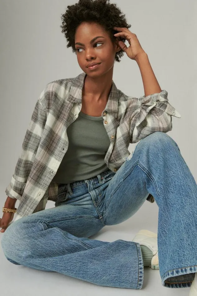 Women Lucky Brand Jeans Boyfriend Flare Easy Like Sunday Dt