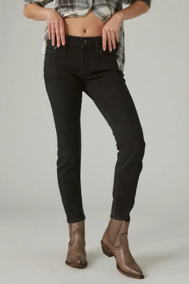 Women Lucky Brand Jeans Low Rise Lizzie Skinny Clean Black