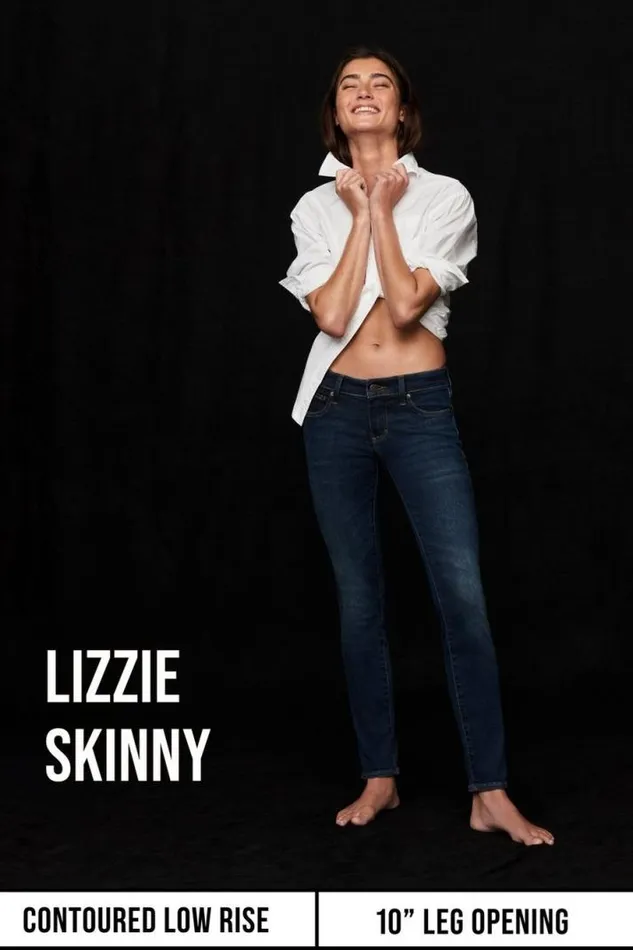 Women Lucky Brand Jeans Low Rise Lizzie Skinny Clean Black