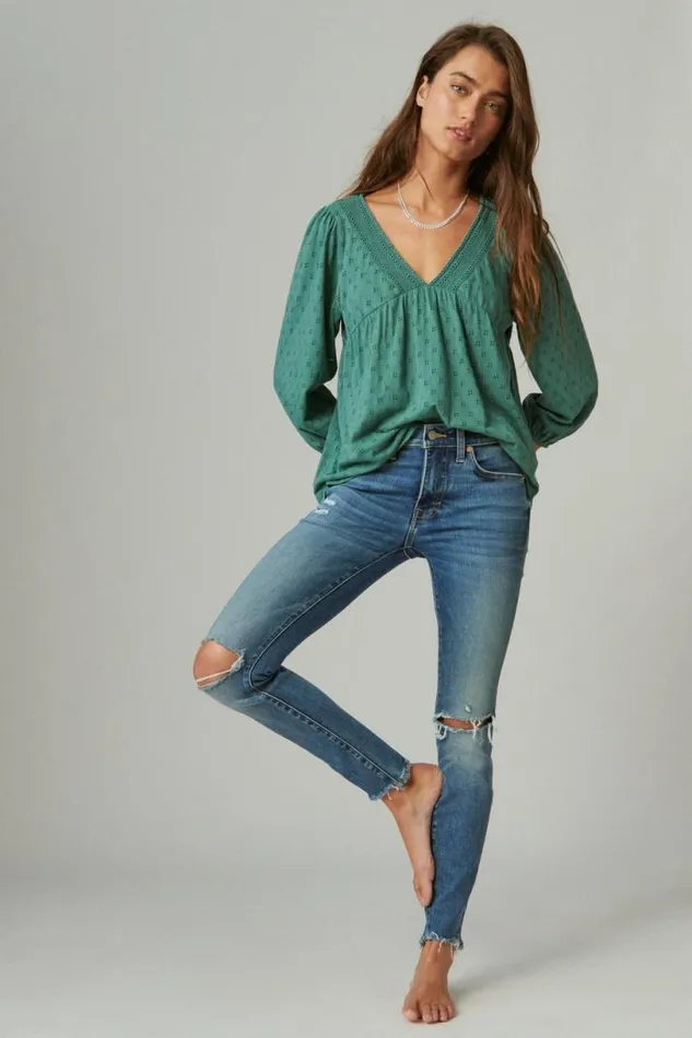 Women Lucky Brand Jeans Mid Rise Ava Skinny Spellbound Dest
