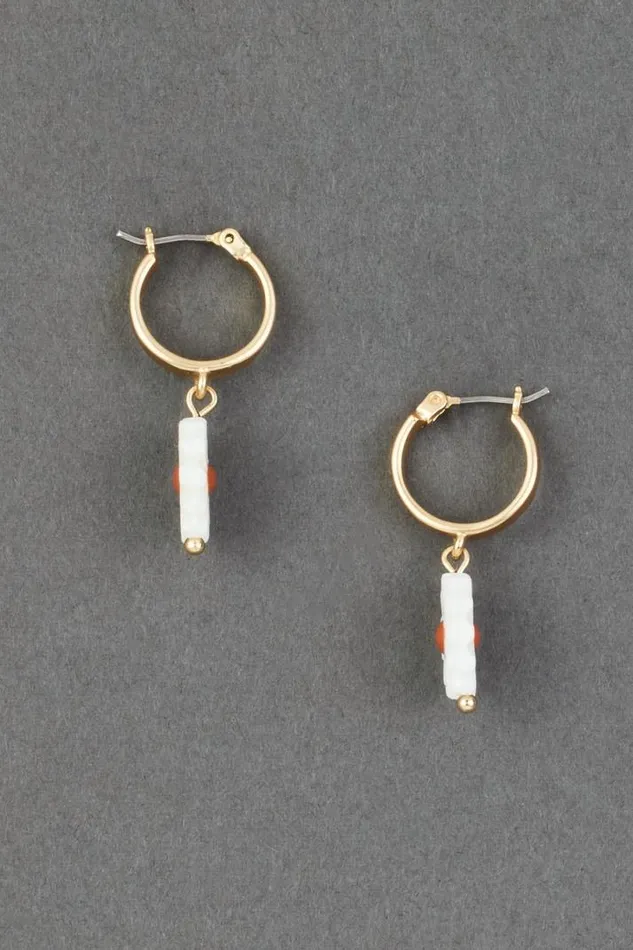 Women Lucky Brand Jewelry Daisy Charm Hoop Earring Gold