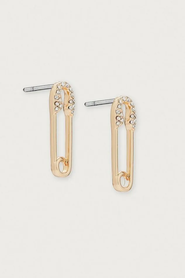 Women Lucky Brand Jewelry Safety Pin Earring Gold