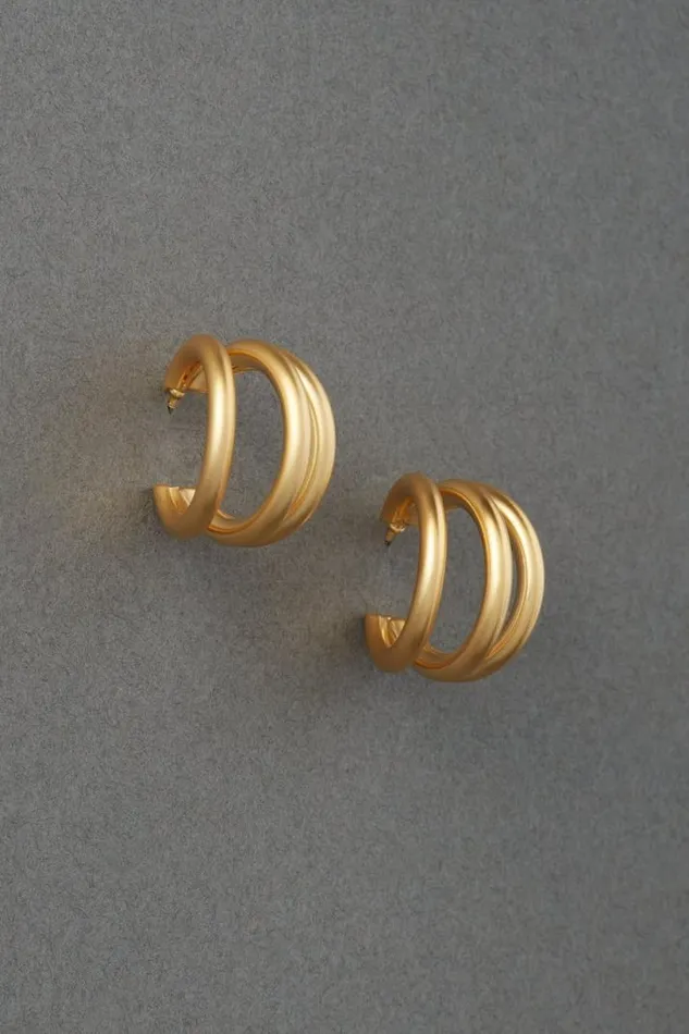 Women Lucky Brand Jewelry Tri Hoop Earrings Gold