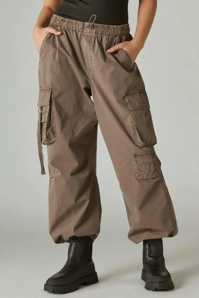Women Lucky Brand Pants Parachute Cargo Pant Mushroom