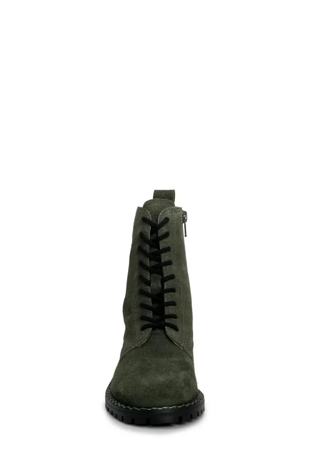 Women Lucky Brand Shoes Kancie Combat Boot Dark Green