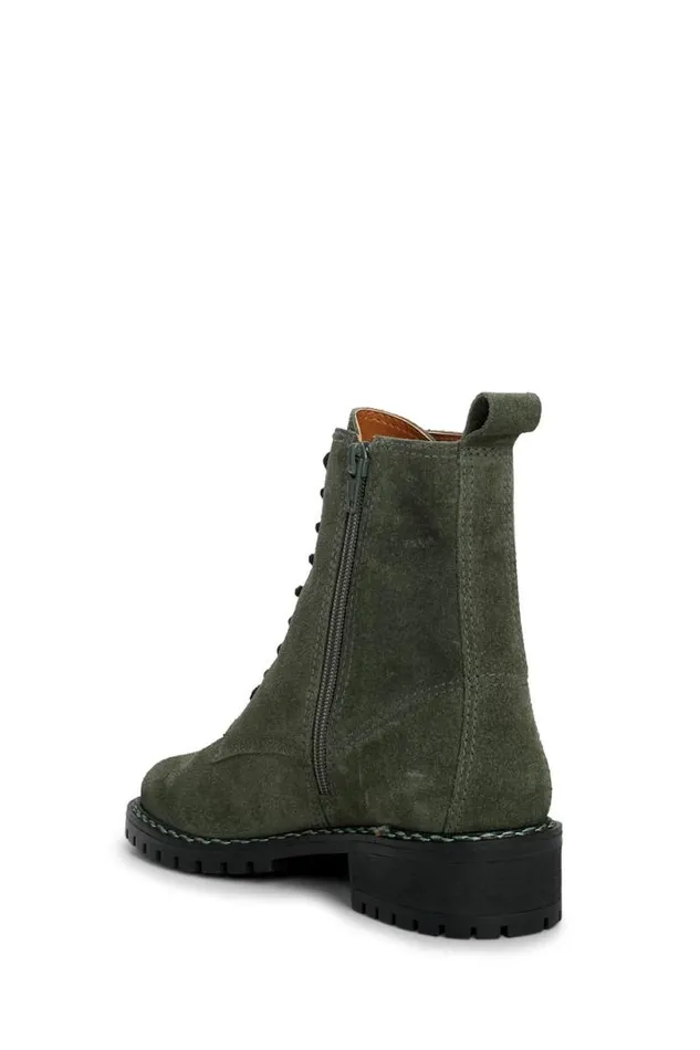 Women Lucky Brand Shoes Kancie Combat Boot Dark Green
