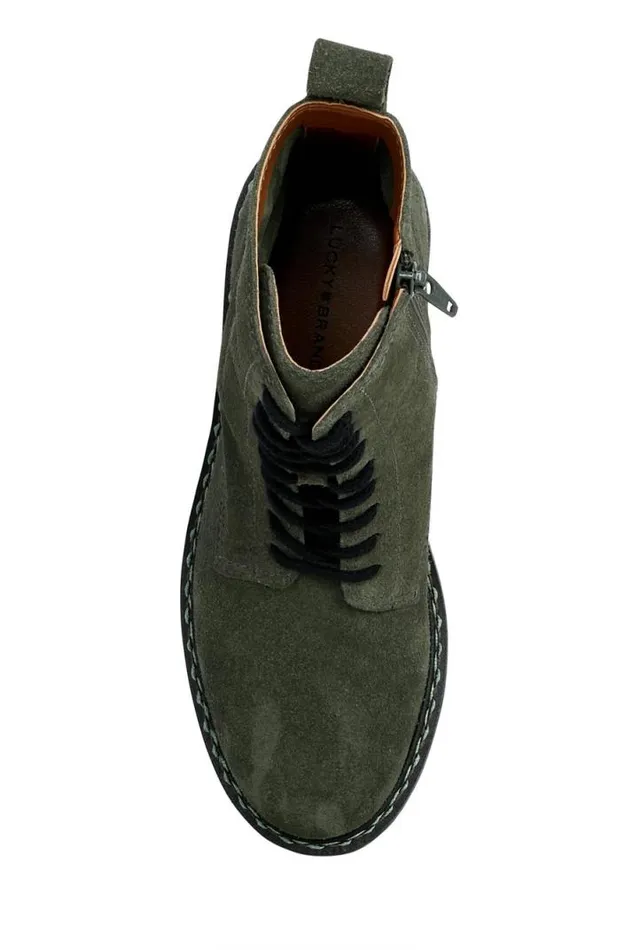 Women Lucky Brand Shoes Kancie Combat Boot Dark Green