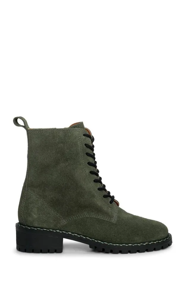 Women Lucky Brand Shoes Kancie Combat Boot Dark Green