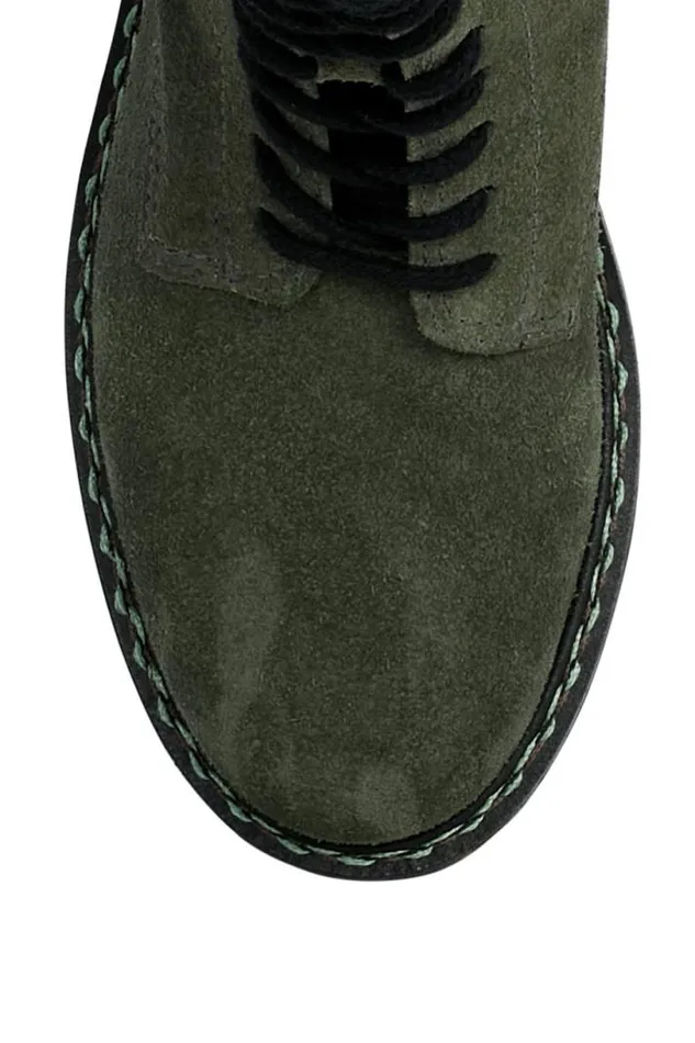 Women Lucky Brand Shoes Kancie Combat Boot Dark Green