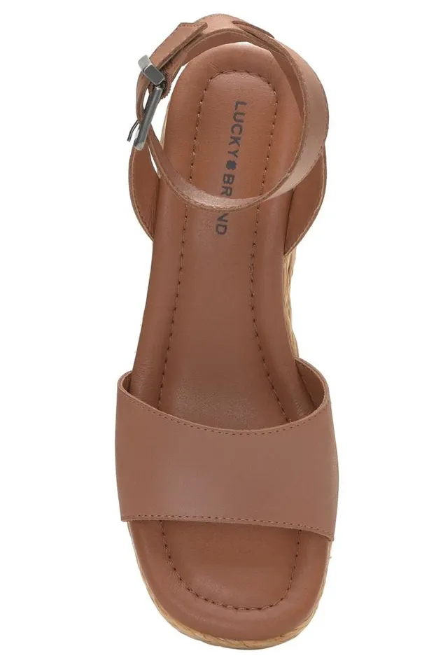 Women Lucky Brand Shoes Nalmo Espadrille Wedge Medium Dark Beige
