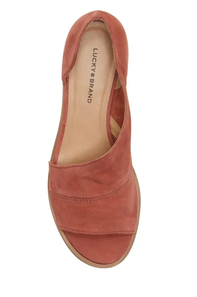 Women Lucky Brand Shoes Serkie Low Heel Dark Red