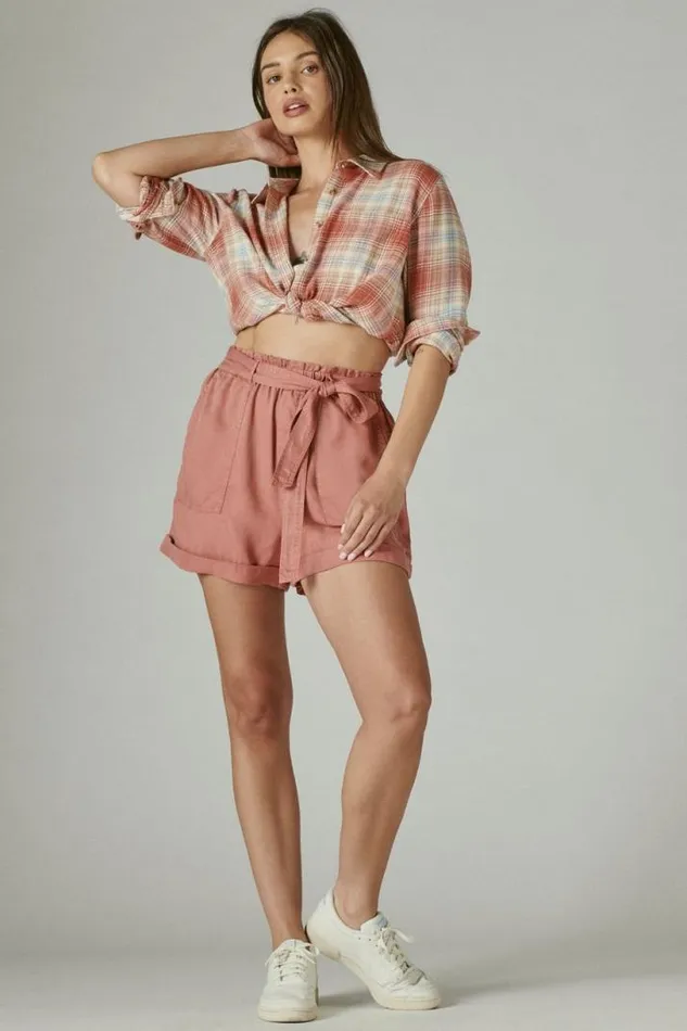 Women Lucky Brand Shorts Paperbag Shorts Deep Rose