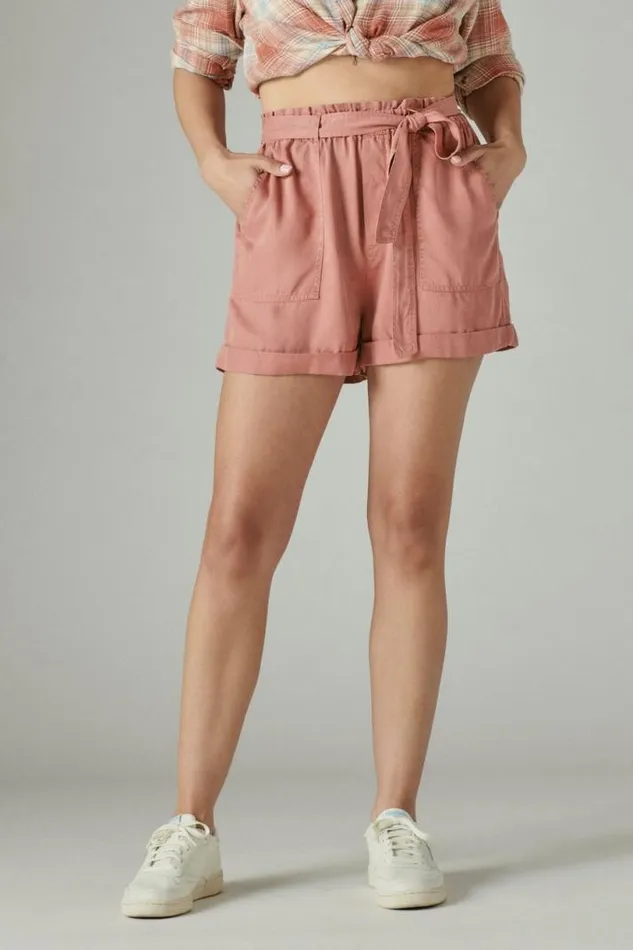 Women Lucky Brand Shorts Paperbag Shorts Deep Rose
