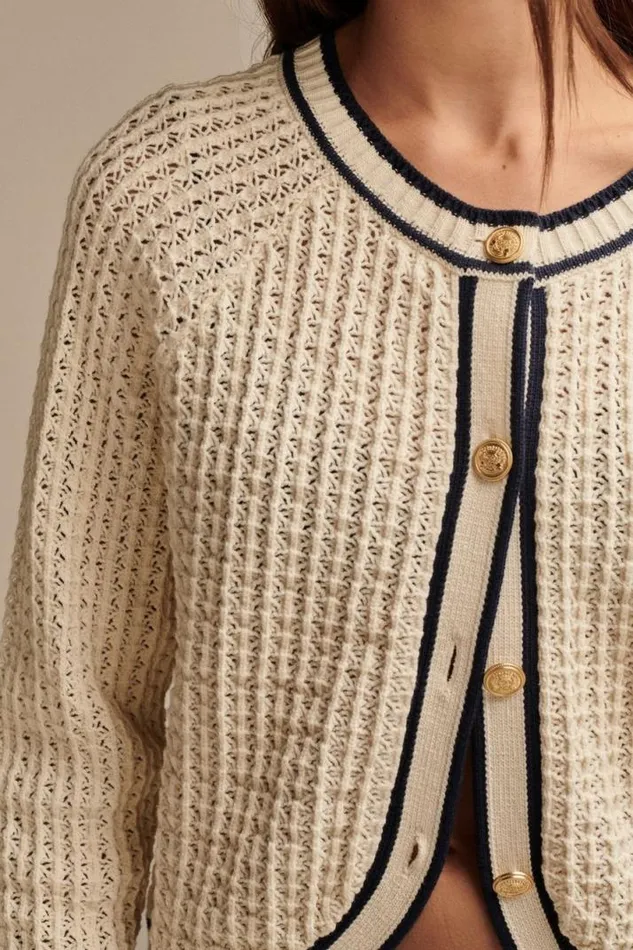 Women Lucky Brand Sweaters and Sweatshirts Button Front Sweater Jacket Tofu