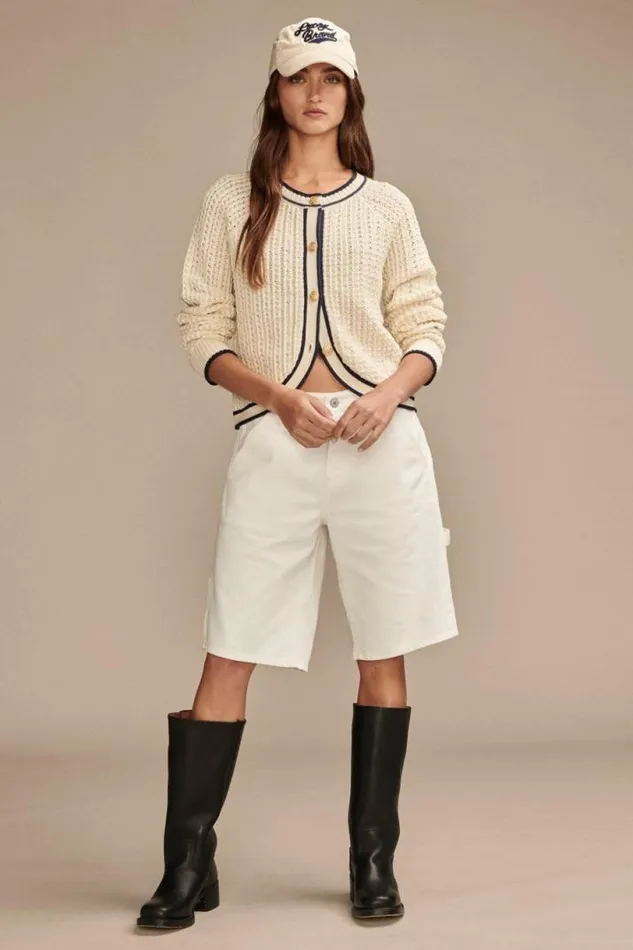 Women Lucky Brand Sweaters and Sweatshirts Button Front Sweater Jacket Tofu